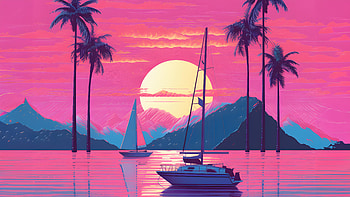 One Last Sunset In Vaporwave Aesthetic World, vaporwave, artist, artwork, digital-art HD wallpaper