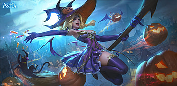 Witch, blue, halloween, fantasy, fmmcat, girl, fmm cat, hat HD wallpaper