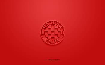 HNK Hajduk Split, creative 3D logo, red background, Prva HNL, 3d emblem, Croatian football club, Croatian First Football League, Split, Croatia, 3d art, football, HNK Hajduk Split 3d logo HD wallpaper