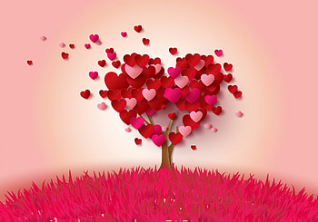 love heart romantic pink heart tree heart HD wallpaper
