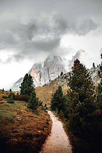 Nature, Trees, Mountains, Clouds, Rocks, Road HD phone wallpaper
