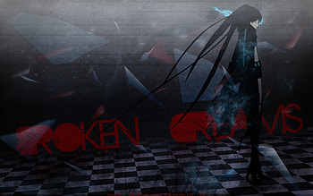 vocaloid 94, white, black, shooter, tiles, 94, eyes, vocaloid, burning, rock, broken, glass, greaves HD wallpaper