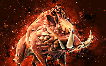 Boar, , brown neon lights, Fortnite Battle Royale, Fortnite characters, Boar Skin, Fortnite, Boar Fortnite HD wallpaper