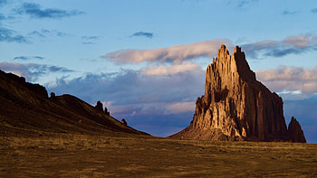 Shiprock, New Mexico, clouds, landscape, sky, rocks, usa HD wallpaper