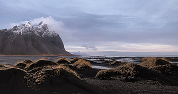 Vestrahorn Mountain, fog, vestrahorn, rocks, mountain HD wallpaper