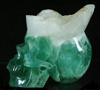 GREEN FLUORITE CRYSTAL SKULL, crystal, green, skull, cool, head, graph HD wallpaper