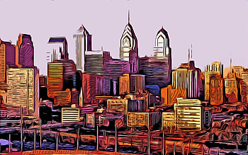 Philadelphia, , vector art, Philadelphia drawing, creative art, Philadelphia art, vector drawing, Philadelphia cityscape, Pennsylvania, USA HD wallpaper