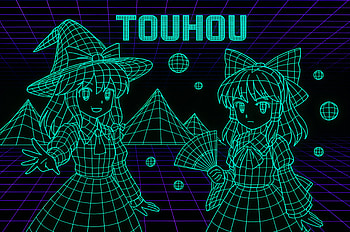 Touhou Retro Cyber Witch, Touhou, Anime, neon, witch, fan art, neon anime HD wallpaper