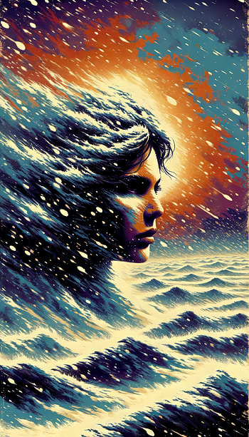 Snowstorm Spirit - Artistic , portrait, ocean, wave, woman, Ocean Waves HD phone wallpaper