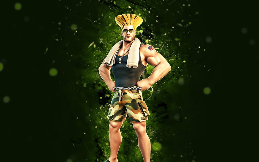 Glistening Guile, , green neon lights, Fortnite Battle Royale, Fortnite characters, Glistening Guile Skin, Fortnite, Glistening Guile Fortnite HD wallpaper
