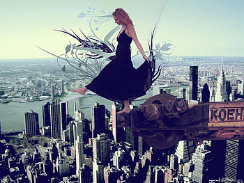 flight over city, females, sexy, arts, cute, beautiful, nice, pretty, cool, , chick HD wallpaper