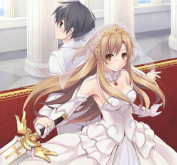 Kirito ♡ Asuna, wed, nice, sword art online, couple, short hair, happy, female, sweet, smile, gorgeous, veil, kazuto, girl, asuna yuuki, yuuki, anime girl, sao, tiara, anime, pretty, brown hair, romantic, lovely, kirito, yuuki asuna, dress, long hair, beauty, groom, crown, male, braids, kirigaya, asuna, kirigaga kazuto, bride and groom, beautiful, romance, black hair, elegant, boy, wedding, kazuto kirigaya, bride, gown HD wallpaper