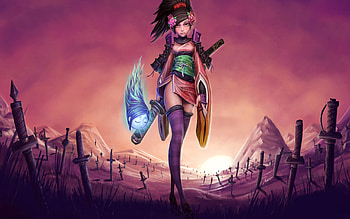 fight till the finish, fight, girl, end, soul, anime, swords, pretty, battle, sun rise, worrier HD wallpaper