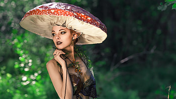 Mushroom Hat, model, Head, Mushroom, Hat HD wallpaper