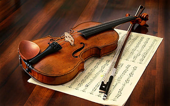 Violin, sheet, music, bow HD wallpaper