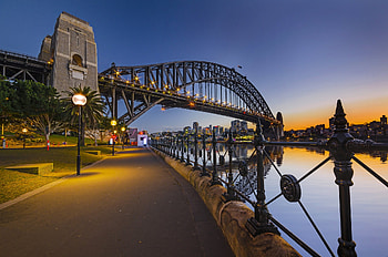 Sydney Harbor Bridge, Evening sky, Australia HD wallpaper