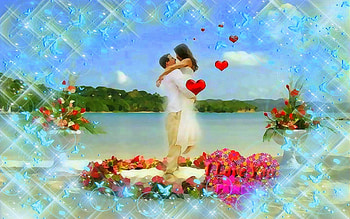 ~Embrace of Love~, beloved valentines, emotional, beaches, sparkles, relationships, hugs, valentines, embrace, scenery, hearts, couple, butterfly designs, sea, man, weird things people wear, people, creative pre-made, woman, love four seasons, love, romantic, models, flowers, tender touch, sweetheart HD wallpaper