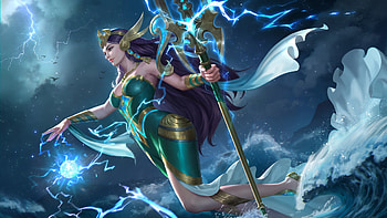 Fantasy girl, blue, sea, hkaa, girl, goddess, fantasy, green, luminos, water HD wallpaper