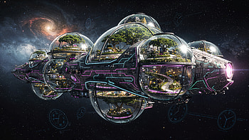 : Galactic Biosphere Ark — Spaceship, Spaceship, Space Colony HD wallpaper