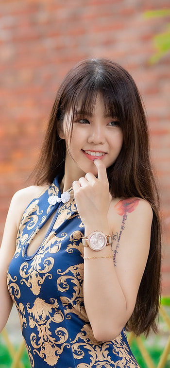 Brunette Elegance — Long-Hair Model , brunette, long hair, model, woman, asian HD phone wallpaper