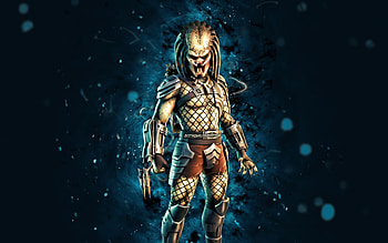 Helmet Off Predator, , blue neon lights, Fortnite Battle Royale, Fortnite characters, Helmet Off Predator Skin, Fortnite, Helmet Off Predator Fortnite HD wallpaper