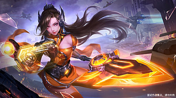 Fantasy girl, girl, jinghan, orange, fantasy, purple HD wallpaper
