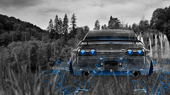 Nissan Skyline GTR R34 Anime Aerography Smoke Car 2014 HD wallpaper