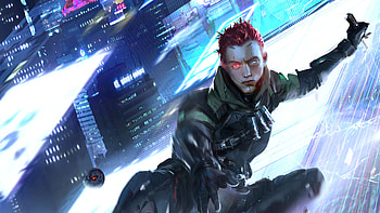 Cyber Guy Throwing Bomb, artist, artwork, artstation HD wallpaper