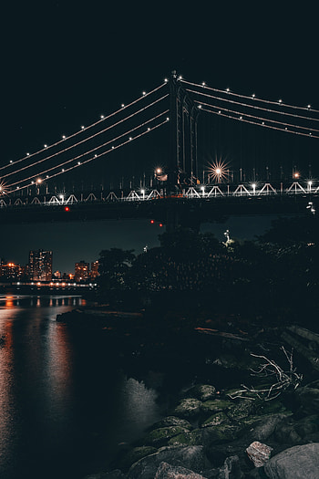 Cities, Architecture, Night City, City Lights, Bridge, Illumination, Backlight HD phone wallpaper