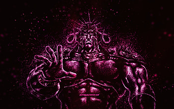 Raoh, Hokuto Renkitoza, Fist of The North Star, King of Fists, Villains, purple glitter art, black background, Villains characters, Raoh character, Fist of the North Star characters HD wallpaper