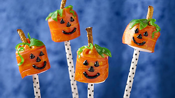 Happy Halloween!, blue, halloween, sweets, dessert, orange, food, lollipop, candy HD wallpaper