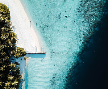 Aerial view, pier, seashore, beach HD wallpaper