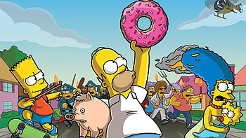 Homer Simpson, Animation, Yellow background, Comedy HD wallpaper