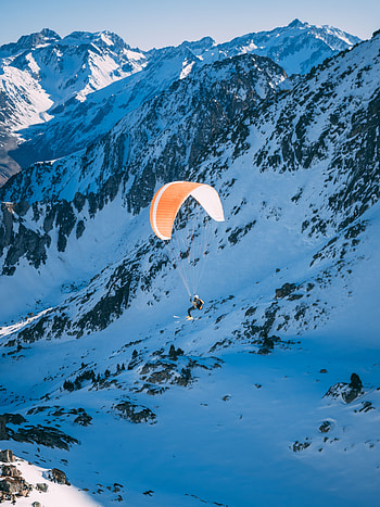 Sports, Mountains, Snow, Extreme, Parachute, Parachutist HD phone wallpaper