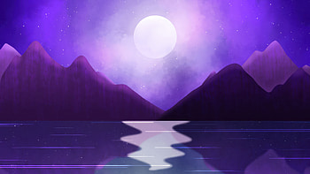 Purple Mountain And Moon Reflection, purple, mountain, moon, reflection, artist, artwork, art, digital-art, deviantart HD wallpaper