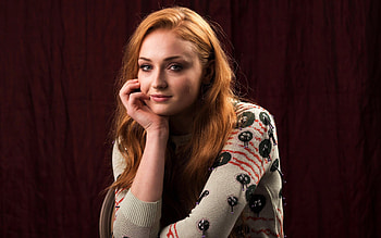 Sophie Turner, redheads, actress, red background HD wallpaper