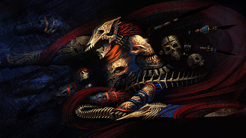 Warrior, skull and bones, art HD wallpaper