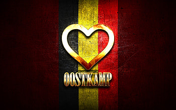 I Love Oostkamp, belgian cities, golden inscription, Day of Oostkamp, Belgium, golden heart, Oostkamp with flag, Oostkamp, Cities of Belgium, favorite cities, Love Oostkamp HD wallpaper