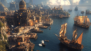 Aurelia Harbor — Fantasy City Ultra, fantasy, fantasy city, sailboat, harbor HD wallpaper
