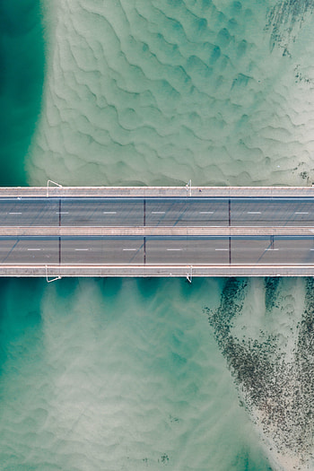 Water, Rivers, View From Above, Miscellanea, Miscellaneous, Road, Bridge HD phone wallpaper