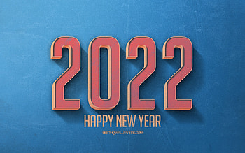 2022 Retro blue background, 2022 concepts, 2022 blue background, Happy New Year 2022, retro 2022 art, 2022 New Year HD wallpaper
