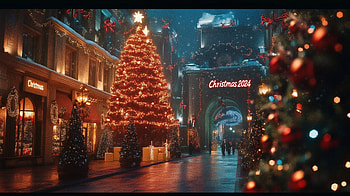 Christmas Sign 2024 with lots of christmas trees, Christmas, christmas tree, christmas lights HD wallpaper