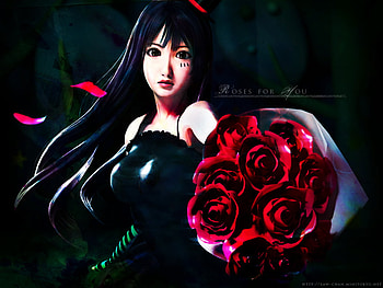 cute girl,black hair,red roses, cute girl, red roses, black hair HD wallpaper