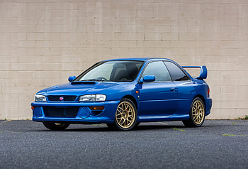 Classic car, Subaru Impreza, blue HD wallpaper