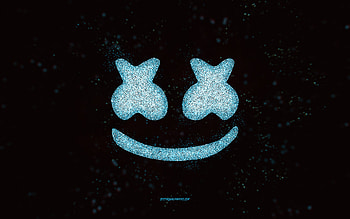 Marshmello glitter logo, , black background, Marshmello logo, light blue glitter art, Marshmello, creative art, Marshmello light blue glitter logo HD wallpaper