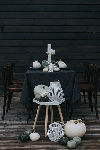 Pumpkin, Miscellanea, Miscellaneous, Table, Chairs, Dinner, Supper HD phone wallpaper