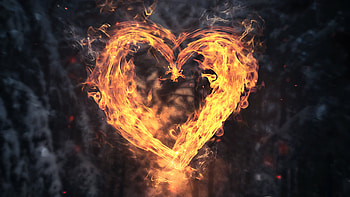 Burning Heart, heart, love, deviantart, burning, flame HD wallpaper
