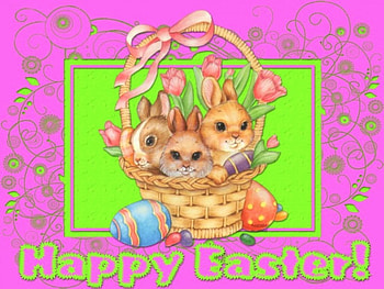 EASTER BUNY BASKET, BUNNY, HOLY, BASKET, HOLIDAY, EASTER HD wallpaper