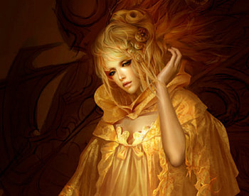 Fantasy girl, gold, fantasy, art, woman HD wallpaper