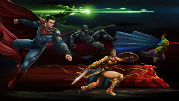Justice League Heroes In Motion, wonder-woman, superman, batman, green-lantern, superheroes, artwork, art, digital-art, artstation HD wallpaper